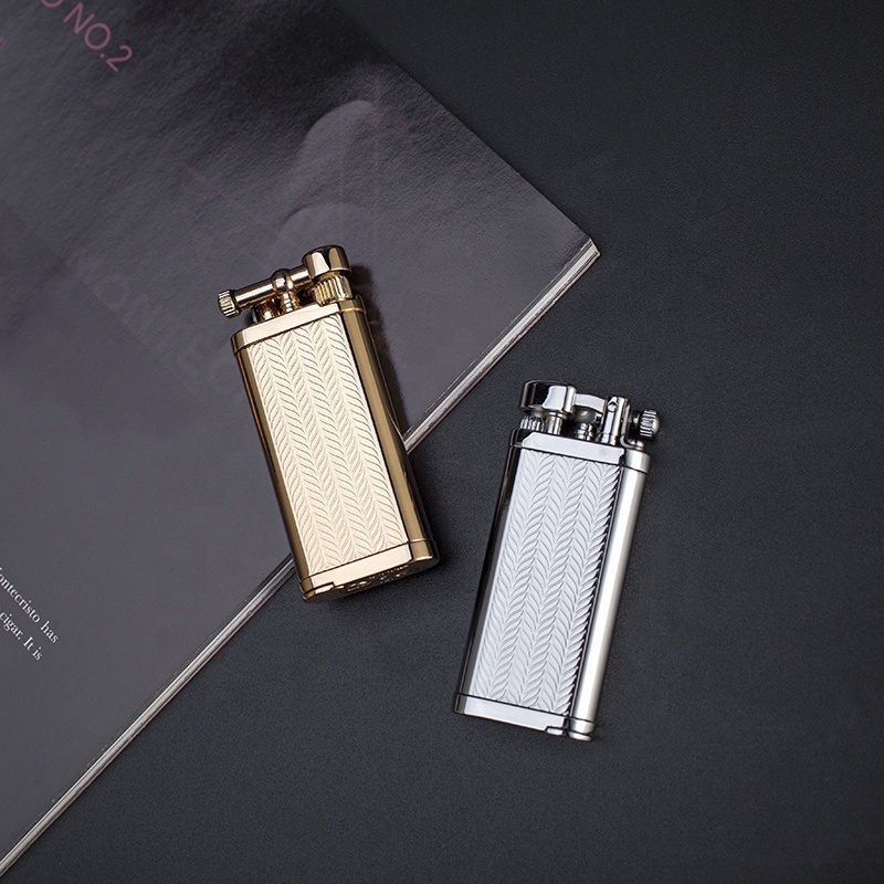 JIFENG JF-111 New arrival ear of wheat design brass tank flint gas cigarette smoking lighter tobacco pipe lighter with tamper