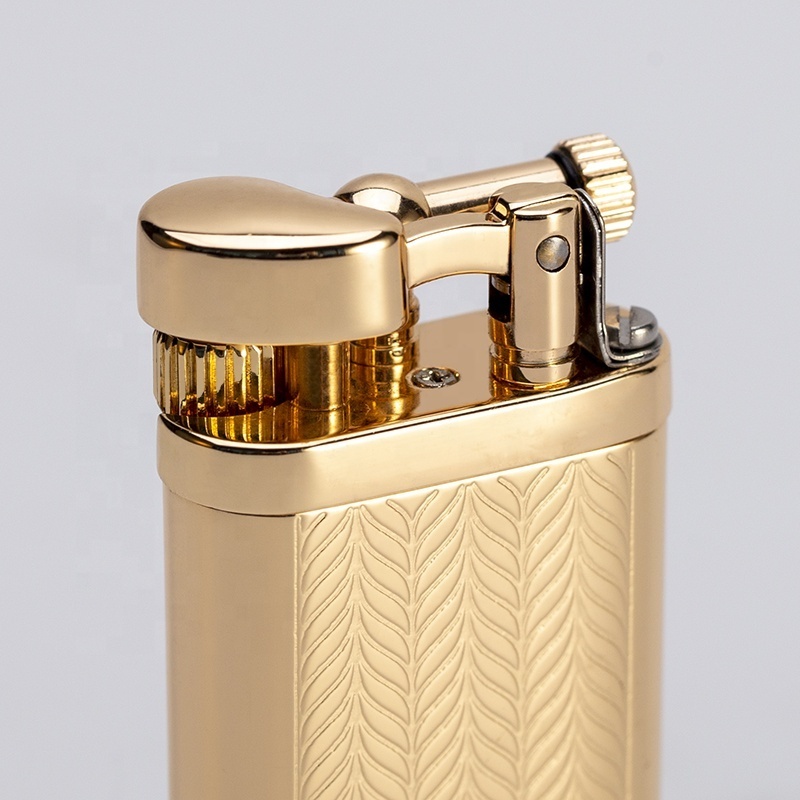 JIFENG JF-111 New arrival ear of wheat design brass tank flint gas cigarette smoking lighter tobacco pipe lighter with tamper