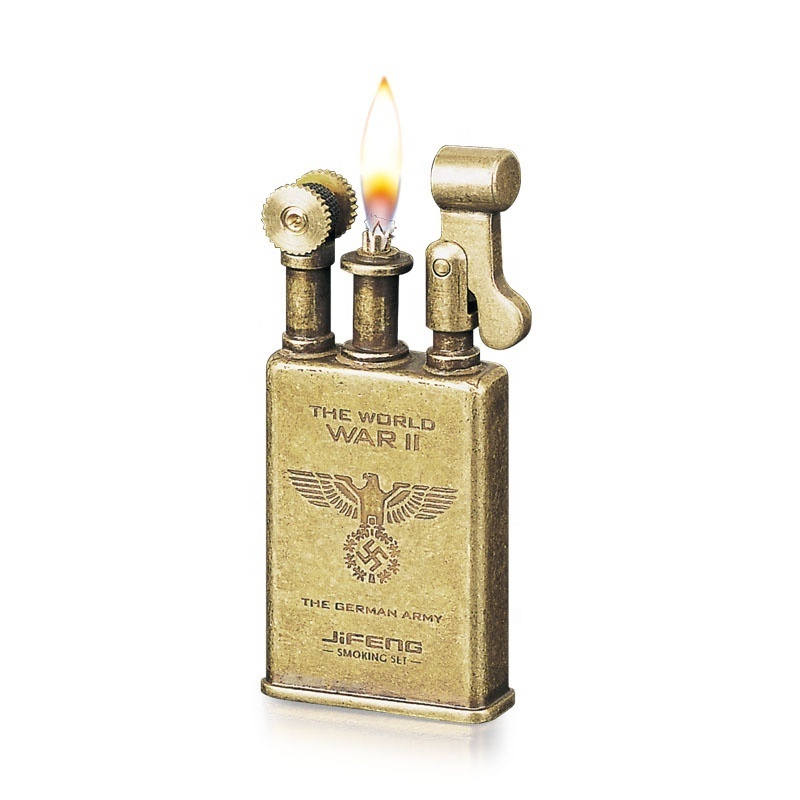 JF-006 6*3*0.9cm Jifeng souvenir gift store vintage brass material metal flint oil cigarette soft flame Lighter