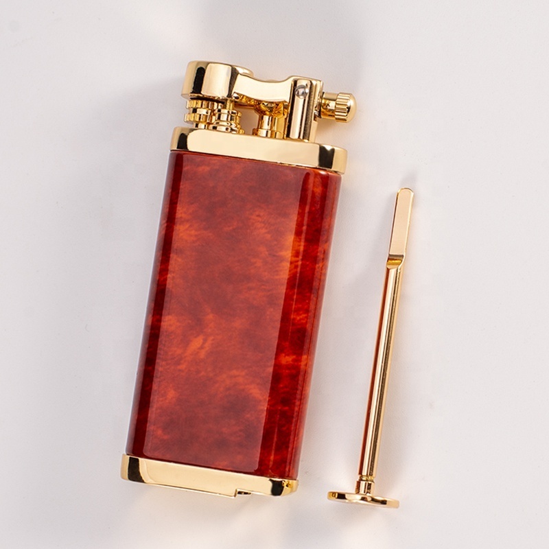 JIFENG JF-115 Europe style wood design side flame flint gas metal pipe lighter with tamper for customized logo gift of smoking