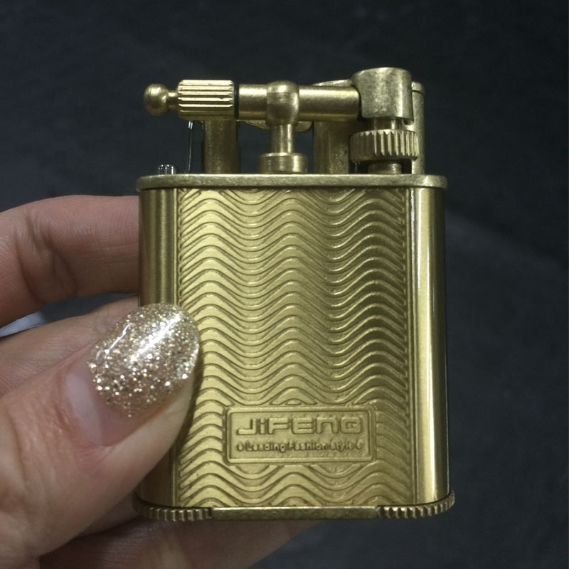 JF-086 JIFENG manufacturer souvenir gift vintage style copper brass gold flint gas Cigar punch Lighter