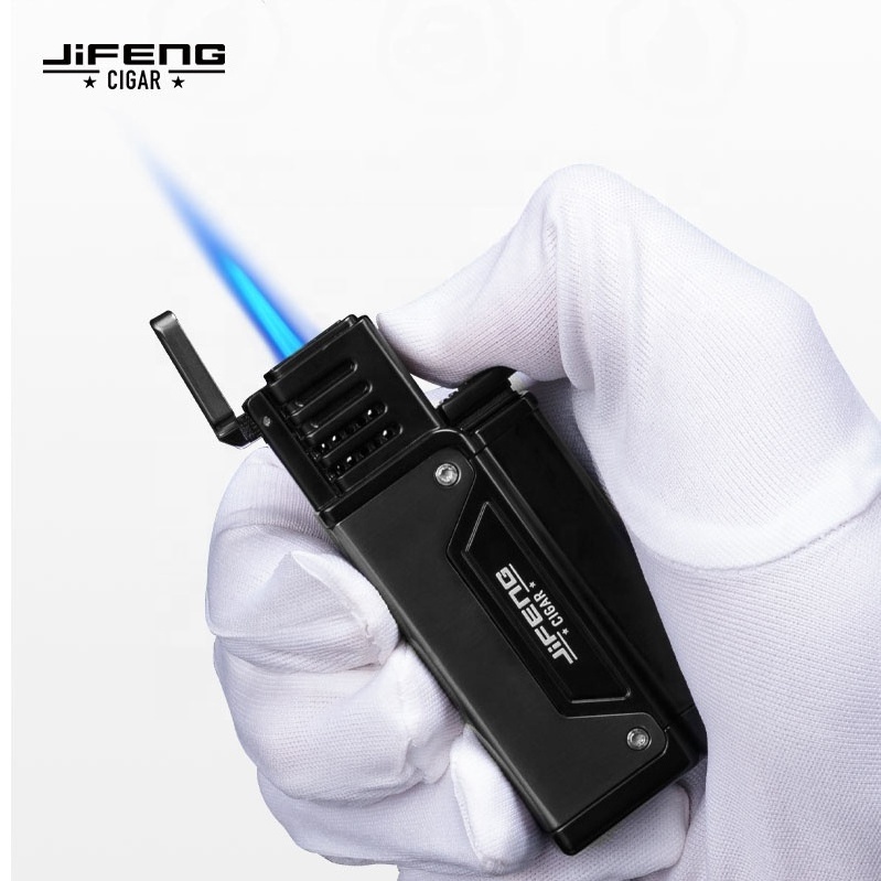 JIFENG #109 golf bag style Custom zinc alloy metal single torch butane gas refillable lighter with cigar punch tool