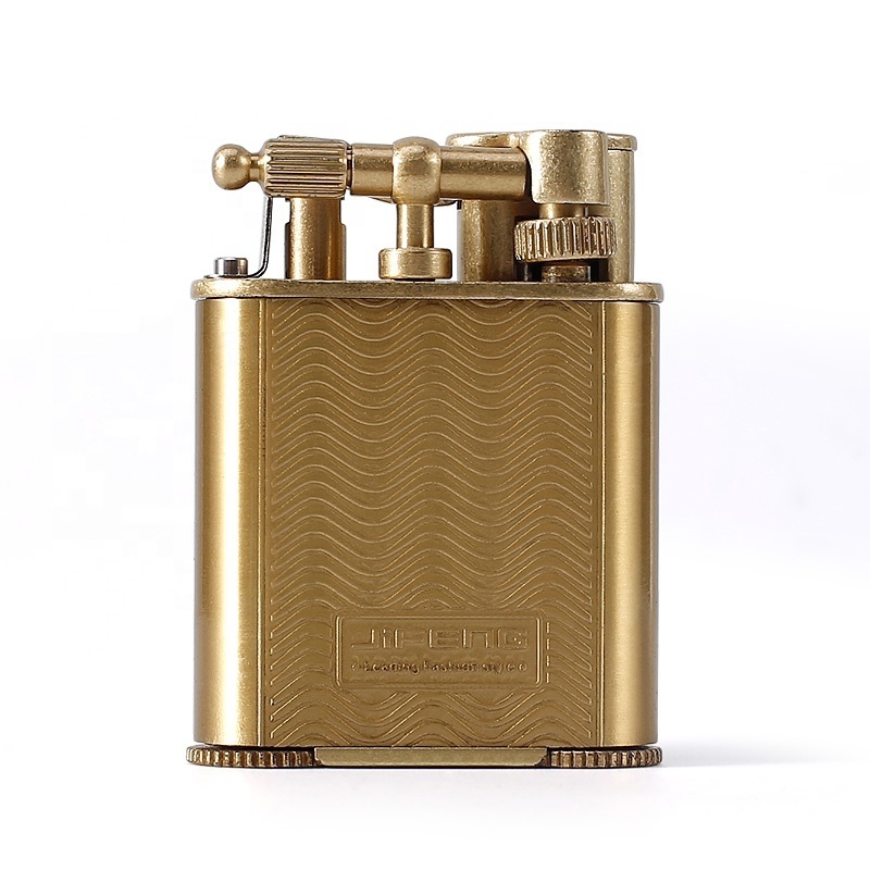 JIFENGJF-086 custom brass copper flint butane gas refillable double jet flames cigar vintage Lighter with punch