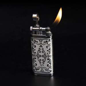 JIFENG JF-111 Europe style business gift embossing colors brass tank metal cigarette lighter for pipe and cigar with tamper