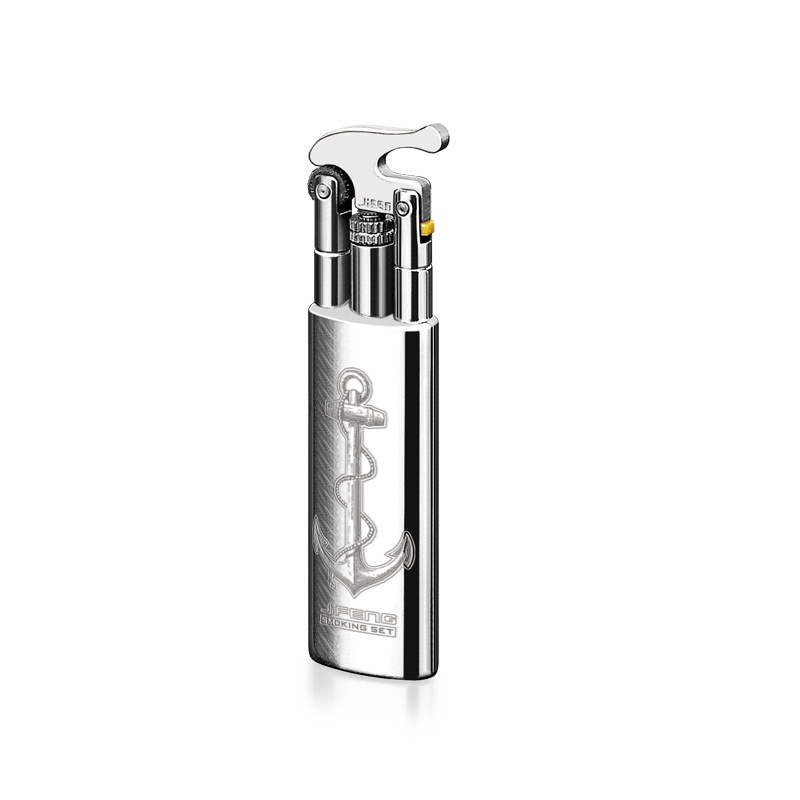 JF-007 7.7*2*1cm 28g small mini copper metal cigarette lighter gas refillable,flint gas soft flame lighter