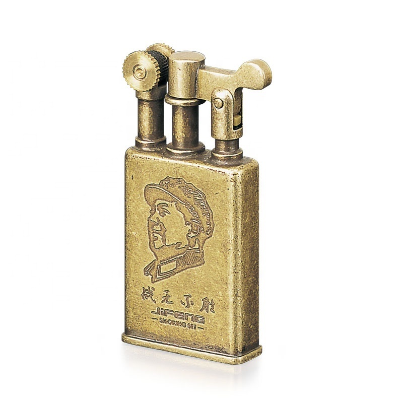 JF-006 6*3*0.9cm Jifeng souvenir gift store vintage brass material metal flint oil cigarette soft flame Lighter