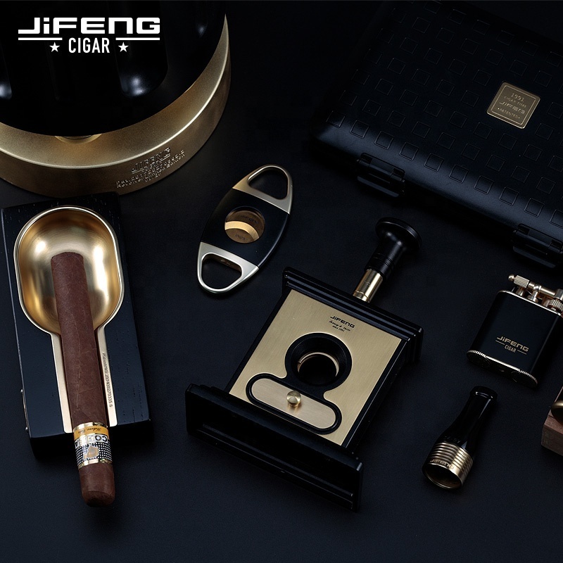 new arrival TZ220 JIFENG black and red cigar lighter set cutter ashtray holder accessories gift cigar sets