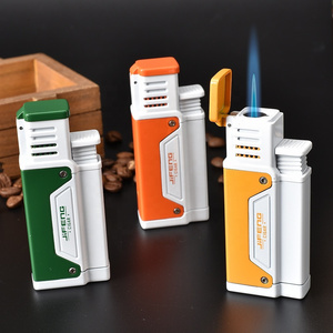 JIFENG JF-109 New Design Cigar Lighter Refilled Lacquer Torch Electronic Gas cigar Lighter with cigar punch on the bottom