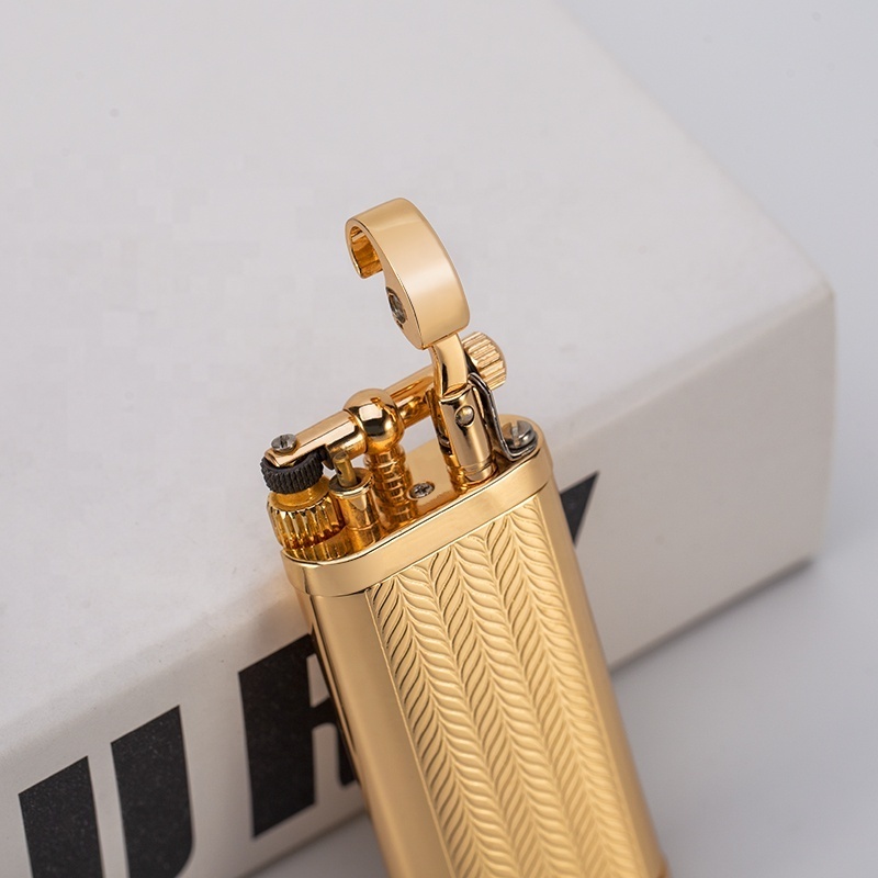 JIFENG JF-111 New arrival ear of wheat design brass tank flint gas cigarette smoking lighter tobacco pipe lighter with tamper