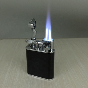 JIFENG JF-086 classic office gift black and chrome double jet flames flint gas refillable travel cigar lighter with punch