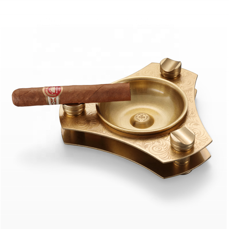 JF-3036 JIFENG Custom Logo embossing copper metal movable bowl Cigar Ashtray Desktop Cigar Ash tray for indoor and outdoor