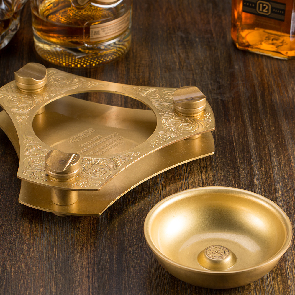 JF-3036 JIFENG Custom Logo embossing copper metal movable bowl Cigar Ashtray Desktop Cigar Ash tray for indoor and outdoor