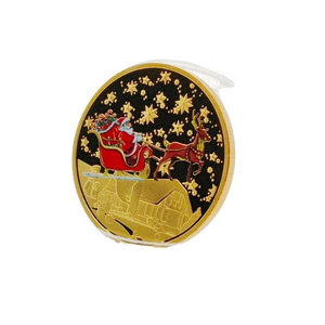 Santa Claus Commemorative  Coin Colored Relief Commemorative Medal  Small  Gold metal plated Coin for  Christmas gift