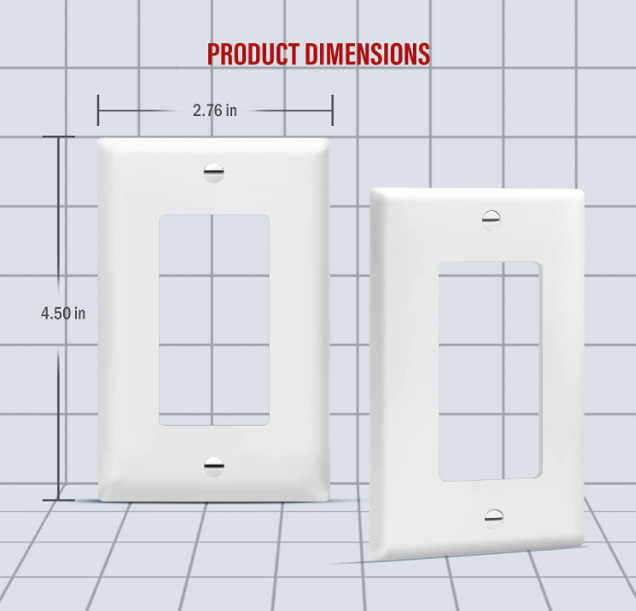 Us American 1 gang standard size  Decorator Light Switch or Receptacle Outlet Wall Plate, pc material,