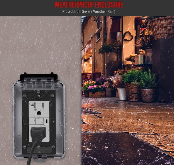 Extra-Duty Weatherproof Enclosure, Outdoor Outlet Cover Outdoor Decorator/GFCI Receptacles, Dual Installation