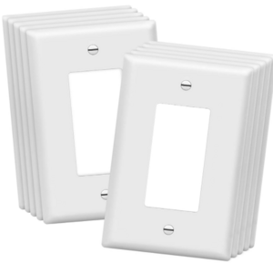 Decorator Light Switch or Receptacle Outlet Wall Plate, Mid-Size 2-Gang 4.88" x 4.92", Polycarbonate Thermoplastic