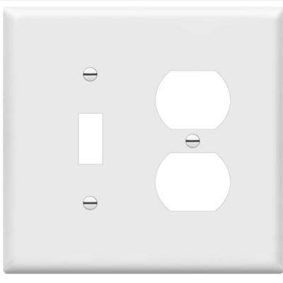 Combination Toggle Light Switch/Duplex Receptacle Outlet Wall Plate Cover, Midway 2-Gang 4.88" x 4.92"