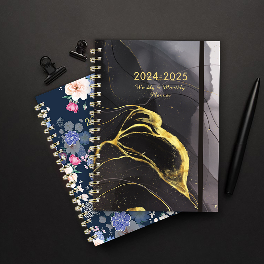 Custom Logo Printing 2024-2025 A5 Spiral Goal Life Daily Journal Planner Notebook Gift Box Set