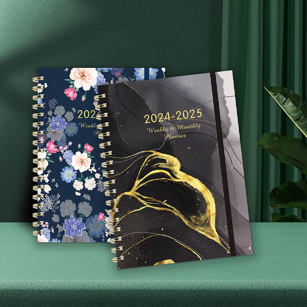 Custom Logo Printing 2024-2025 A5 Spiral Goal Life Daily Journal Planner Notebook Gift Box Set