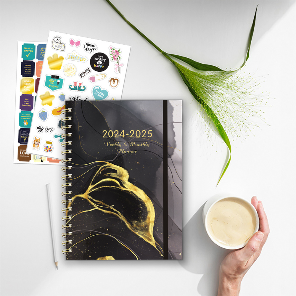 Custom Logo Printing 2024-2025 A5 Spiral Goal Life Daily Journal Planner Notebook Gift Box Set