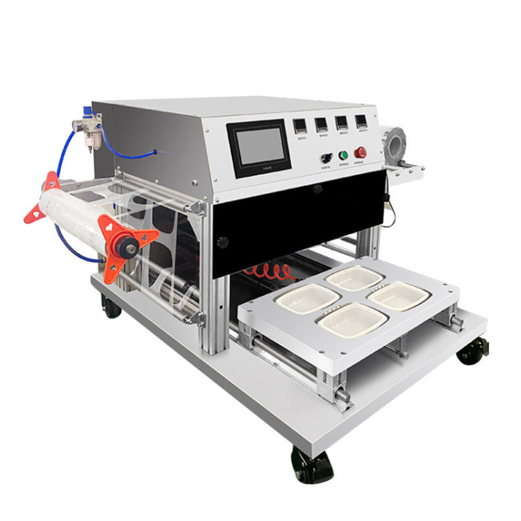 Gas Nitrogen Flushing Packaging Machine Fast Food Square Tray Sealing Machine For Plastic Containers