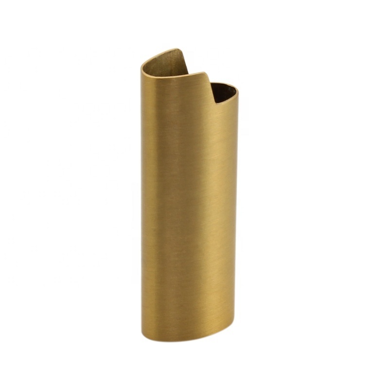 Wholesale Small MOQ Red Bronze Brush Metal Lighter Holder Case Lighter Sleeve high quality metal sleeve for lighters