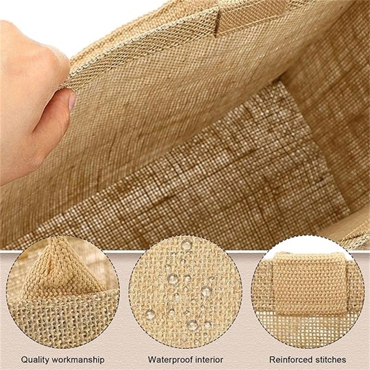 High Quality Wholesale Custom Large Eco-Friendly Cotton Linen Handbags Hessian Hemp Jute Grocery Shopping Tote Bags