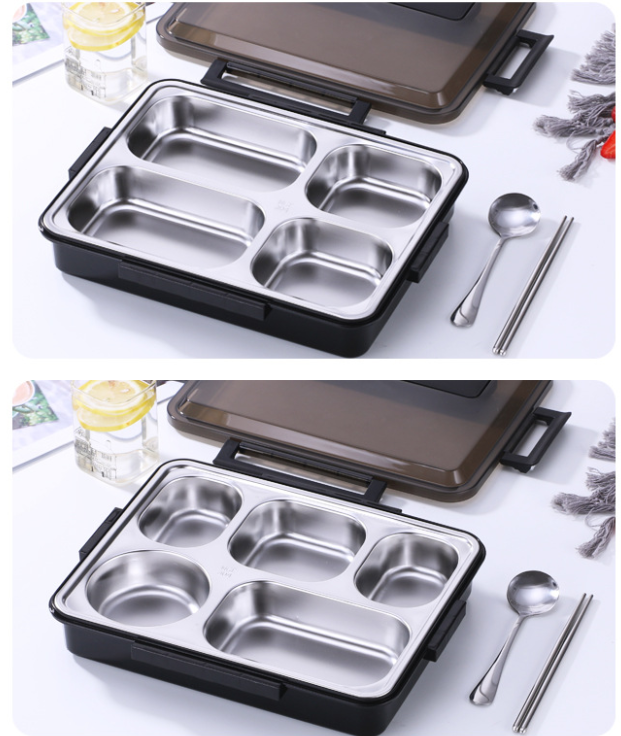 custom logo 4 and 5 compartment 304 stainless steel lunch box bento tiffin box