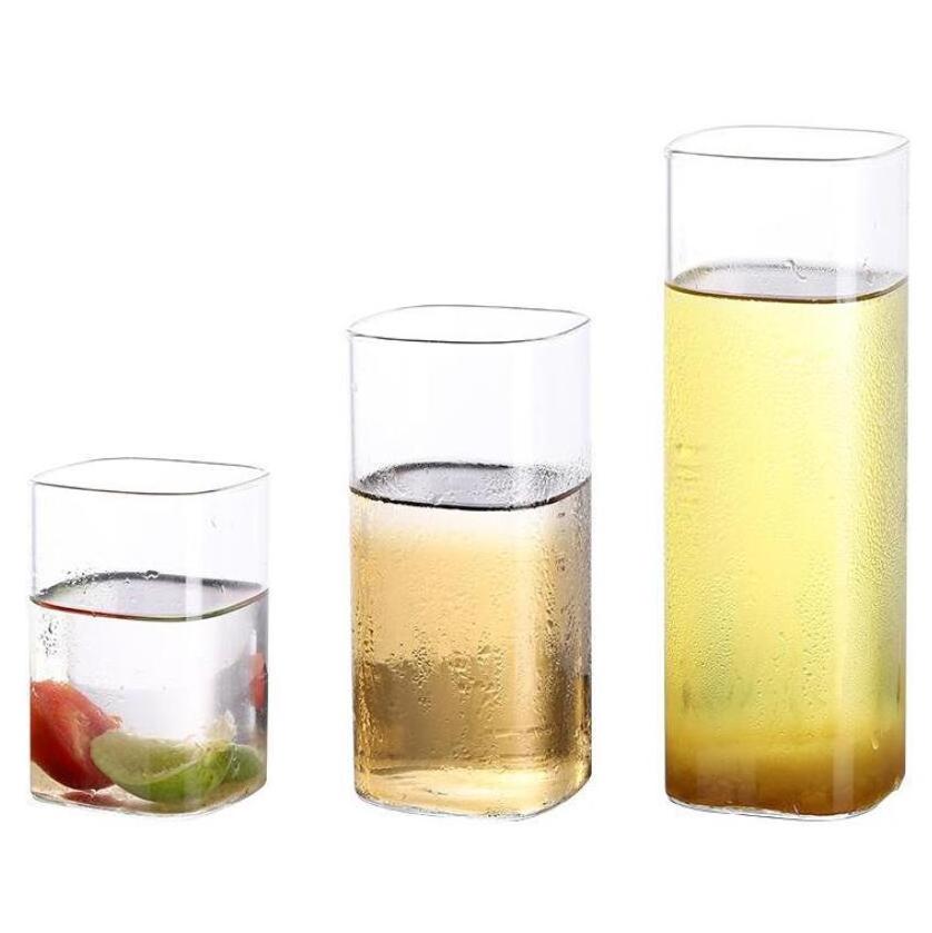 cheap big capacity square glass cup for juice milk tea coffee