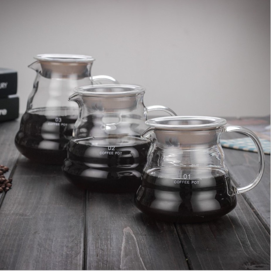 Pour Over GlassCoffee Server 360ml 600ml 800ml  Coffee Pot