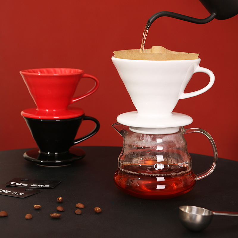 Ceramic V Shaped Coffee Brewer Filter Dripper