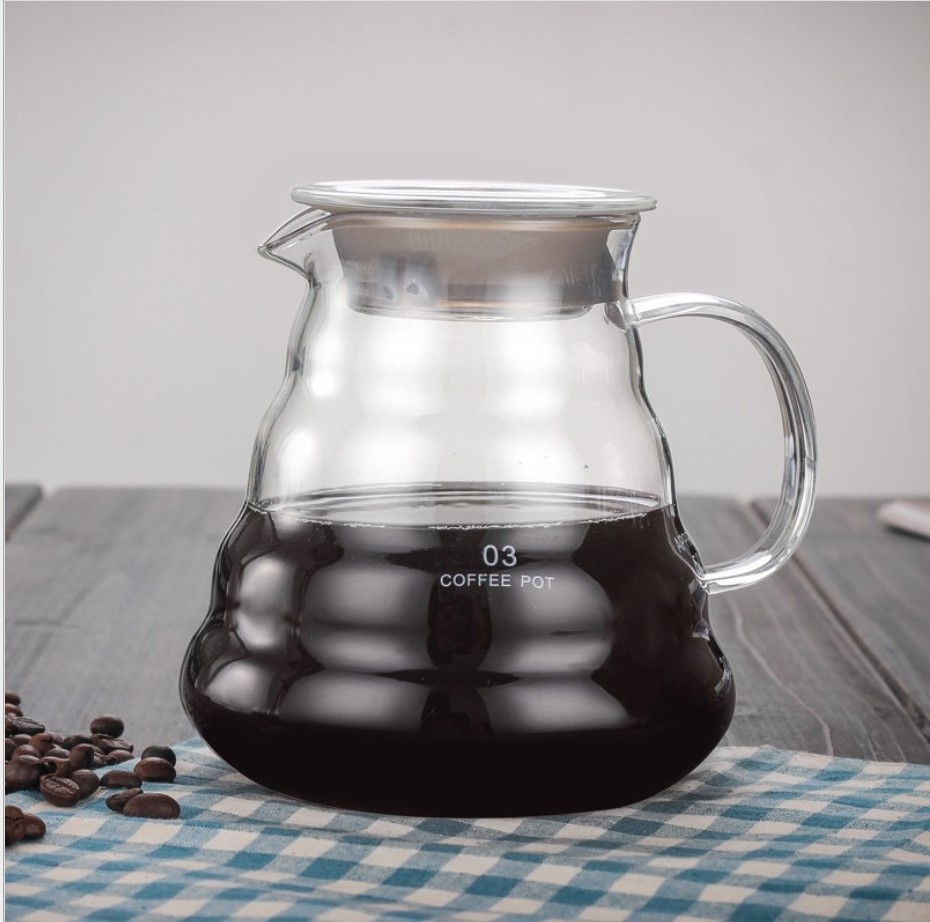 Pour Over GlassCoffee Server 360ml 600ml 800ml  Coffee Pot