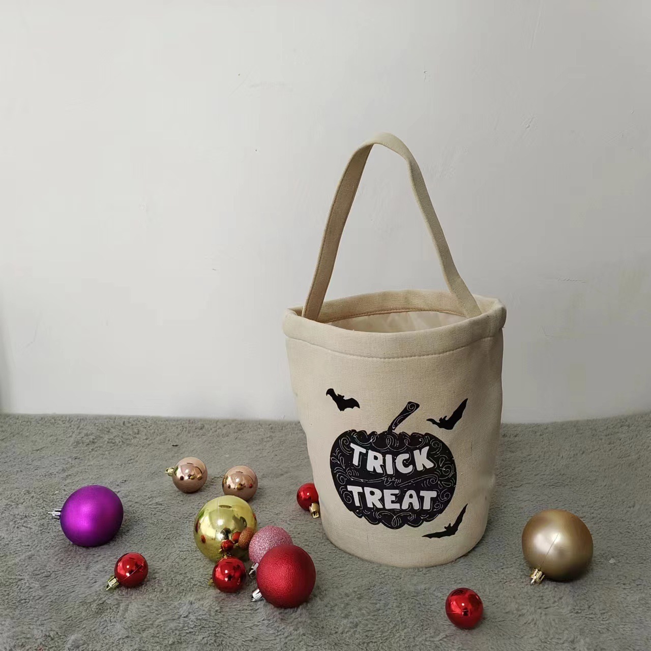 Halloween Candy Basket Candy Bucket Large Candy Gift Bag DIY Wholesale Halloween Decoration canvas cotton bag