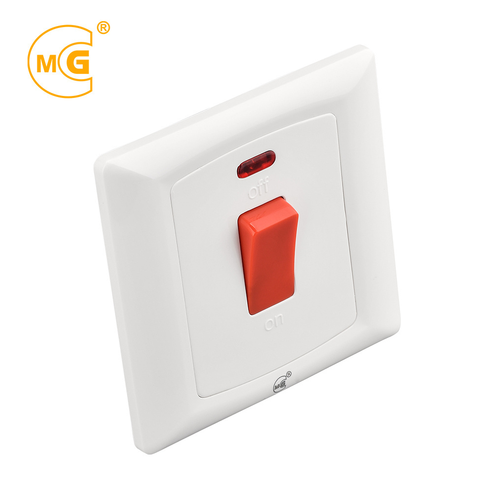 PC water heater 1 gang 20A DP electrical wall switch with neon