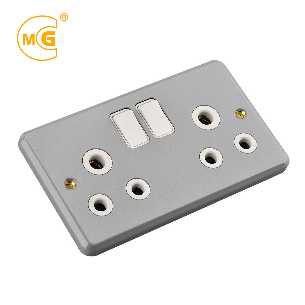 Metal clad wall plate box 15A multi electric switched socket