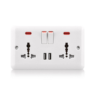 Dual universal power 2 gang multi functional socket receptacle outlet twin USB wall plate socket