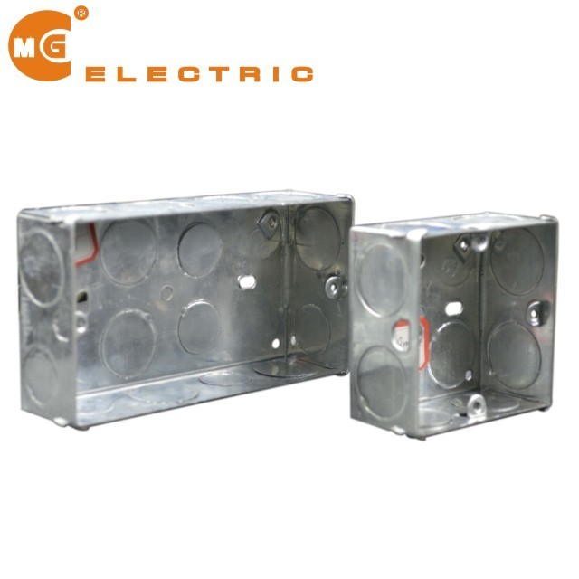 galvanised 2 gang metal box flsuh mount box, metal switch box