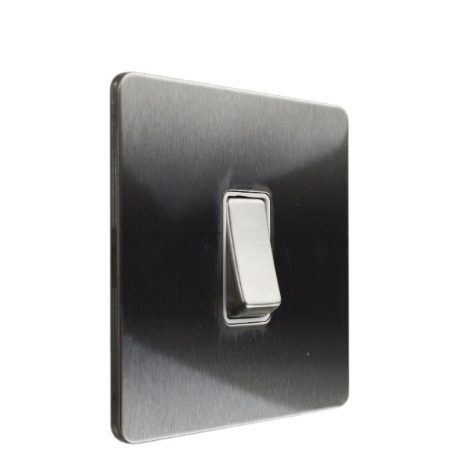 British standard 10AX 1 gang 2 way brushed chrome light switches uk