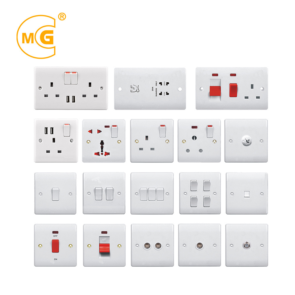 High quality single pole 13A electric wall sockets usb pc switch