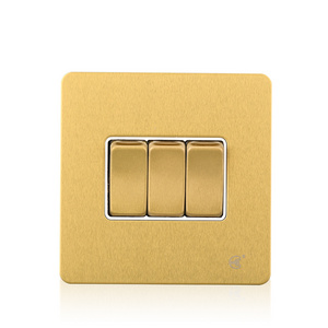 Luxury antique brass 3 gang electrical wall light switch