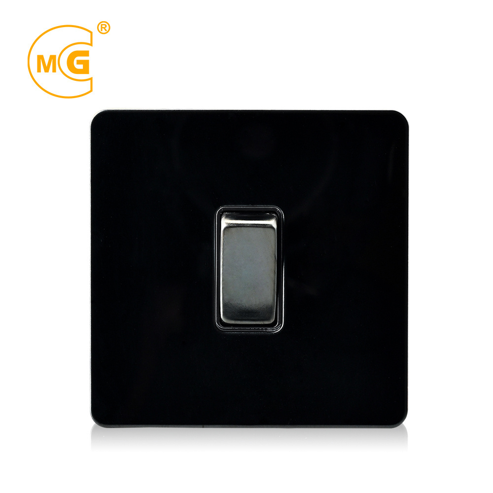 1 gang single way electric black wall light switch