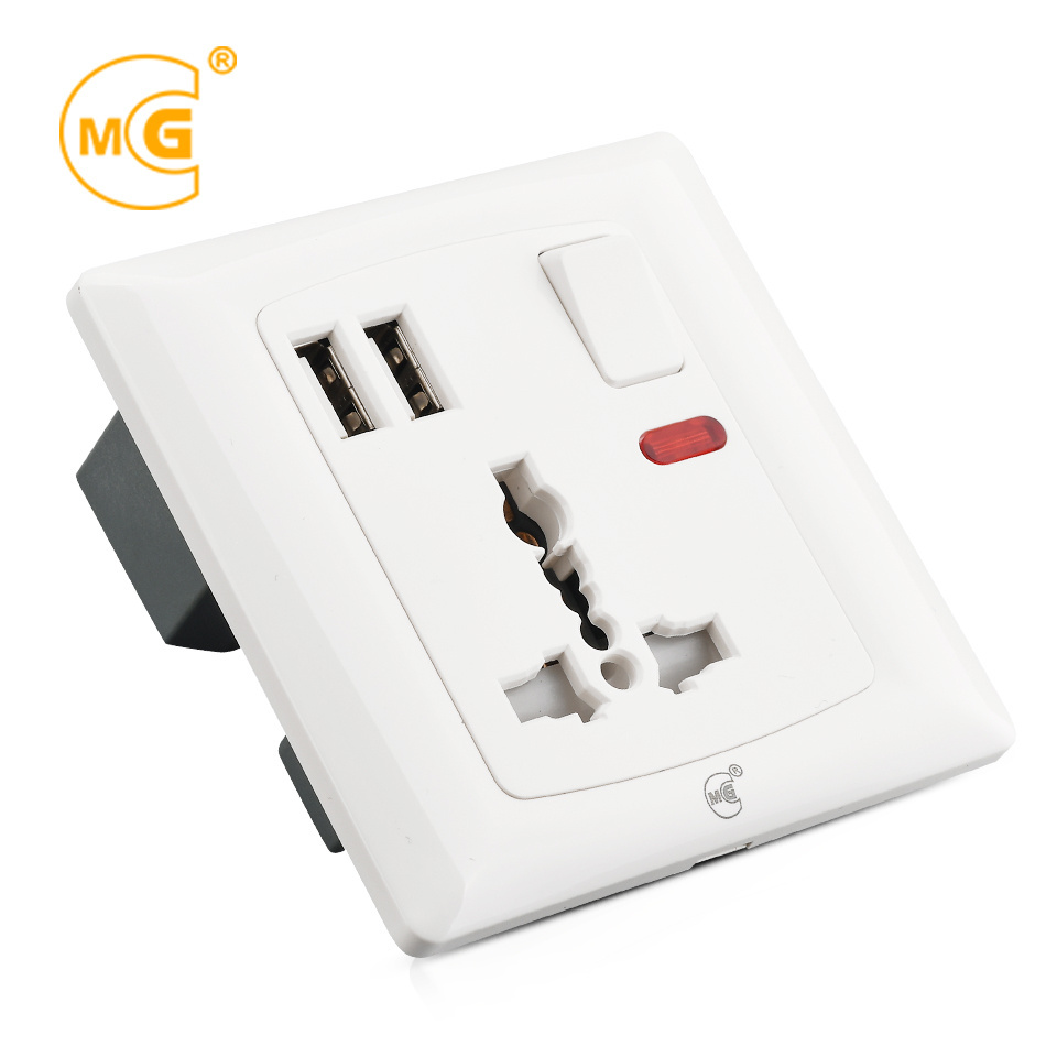 High quality single pole 13A electric wall sockets usb pc switch