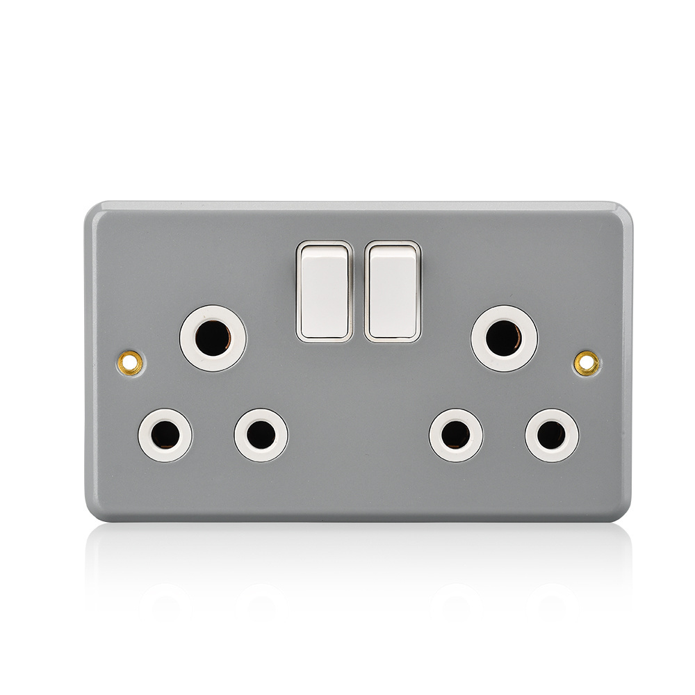 Metal clad wall plate box 15A multi electric switched socket