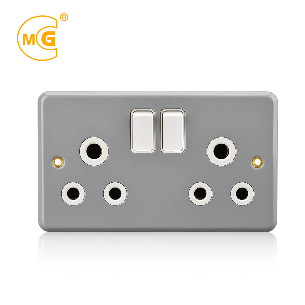 Metal clad wall plate box 15A multi electric switched socket