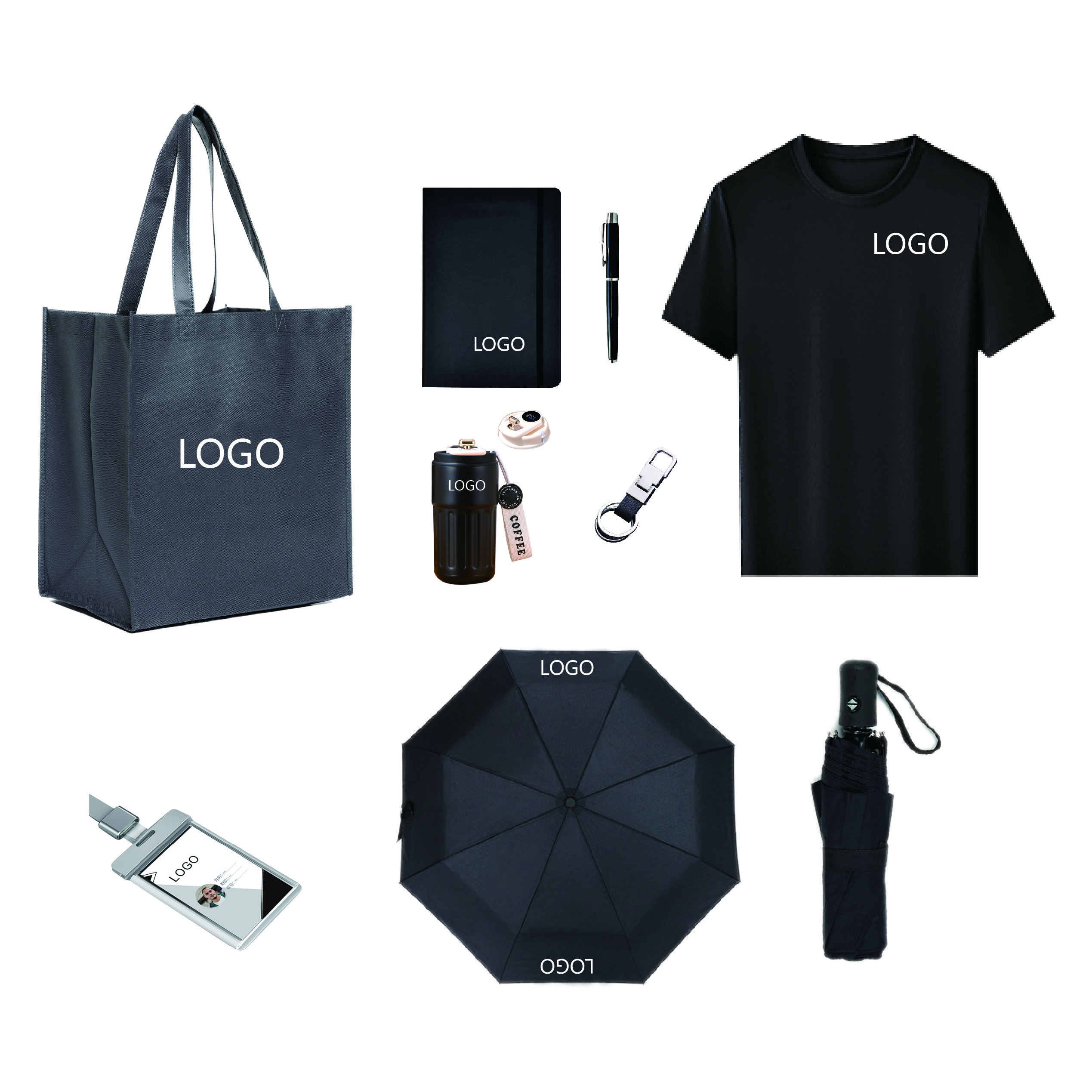 2024 New Ideas Custom Logo Gift Item Printed Tote Bag Corporate Stationary School Umbrella Gift Set for Promotional