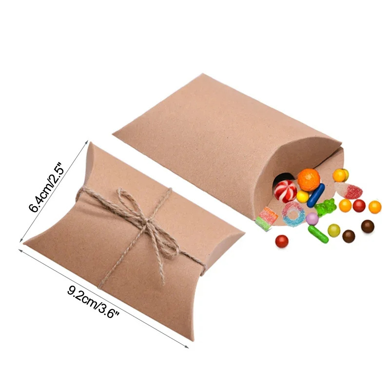 Cheap Wholesales Christmas Gift Candy Box Kraft Paper Pillow Box for Wedding Favors Party Decorations