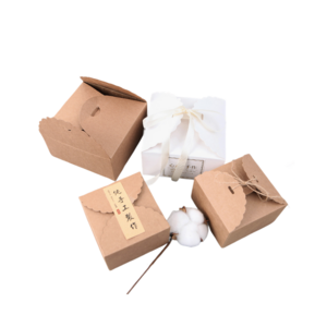 Ready to Ship Square Gift Packaging Boxes Kraft Cardboard Paper Box with Linen Rope