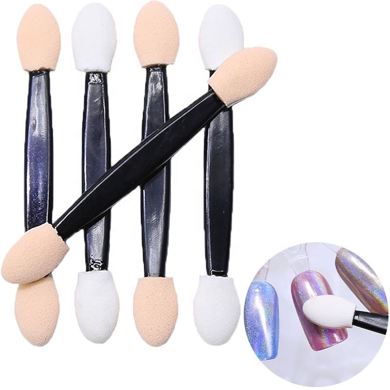 6.1cm Disposable Double-Head Eyeshadow Stick Sponge Head Aurora Powder Nail Polish Applicator