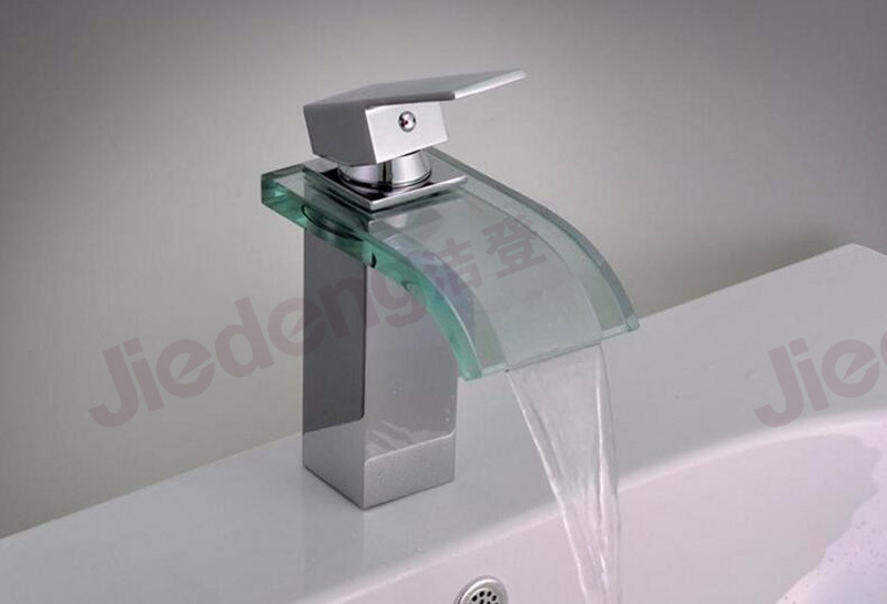 black color glass waterfall washbasin faucet (B3H-black)