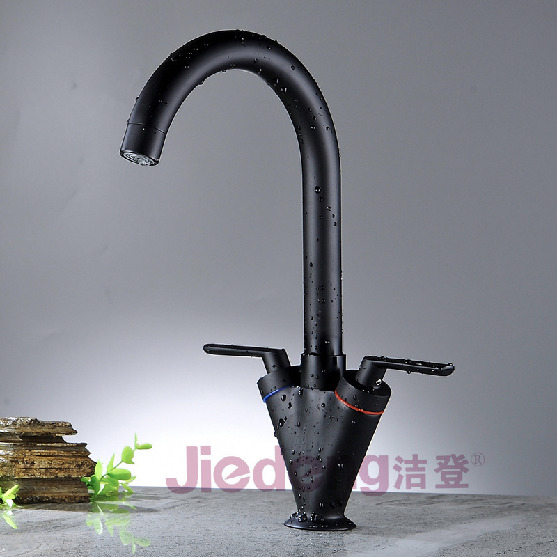 High quality double handle long brass gooseneck kitchen faucets